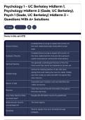 Psychology 1 - UC Berkeley Midterm 1&comma; Psychology Midterm 2 &lpar;Gade&comma; UC Berkeley&rpar;&comma; Psych 1 &lpar;Gade&comma; UC Berkeley&rpar; Midterm 3 &ndash; Questions With A&plus; Solutions