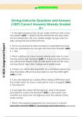 Driving Instructor Questions and Answers  &lpar;100&percnt; Correct Answers&rpar; Already Graded  A&plus;
