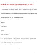 OB EXAM 1&comma; final exam OB&comma; OB Exam 3 from notes &comma; OB Exam 2  QUESTIONS AND CORRECT DETAILED  ANSWERS WITH COMPLETE SOLUTIONS  &vert; GRADED A&plus;