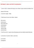 OB Week 5&colon; Labor and Birth Complications  QUESTIONS AND CORRECT DETAILED  ANSWERS WITH COMPLETE SOLUTIONS  &vert; GRADED A&plus;