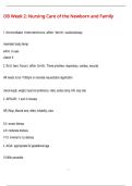 OB Week 2: Nursing Care of the Newborn and Family QUESTIONS AND CORRECT DETAILED  ANSWERS WITH COMPLETE SOLUTIONS  | GRADED A+