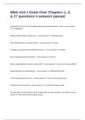 MNA Unit 1 Exam Over Chapters 1&comma; 2&comma; & 27 questions n answers passed