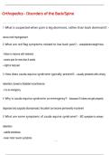 Orthopedics - Disorders of the Back&sol;Spine  QUESTIONS AND CORRECT DETAILED  ANSWERS WITH COMPLETE SOLUTIONS  &vert; GRADED A&plus;