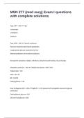 MSN 277 &lpar;med surg&rpar; Exam I questions with complete solutions