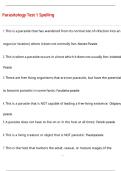 Parasitology Test 1 Spelling QUESTIONS AND CORRECT DETAILED  ANSWERS WITH COMPLETE SOLUTIONS  &vert; GRADED A&plus;
