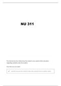 NU 311 EXAM QUESTIONS AND VERIFIED ANSWERS