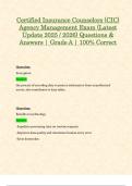 Certified Insurance Counselors &lpar;CIC&rpar; Agency Management Exams &lpar;Latest 2025 &sol; 2026 Updates STUDY BUNDLE PACKAGE WITH SOLUTIONS&rpar; Questions & Answers &vert; Grade A &vert; 100&percnt; Correct