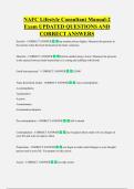 NAFC Lifestyle Consultant Manual-2  Exam UPDATED QUESTIONS AND  CORRECT ANSWERS