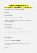 National Final Exam ACTUAL  QUESTIONS AND CORRECT ANSWERS