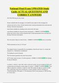 National Final Exam UPDATED Study  Guide ACTUAL QUESTIONS AND  CORRECT ANSWERS