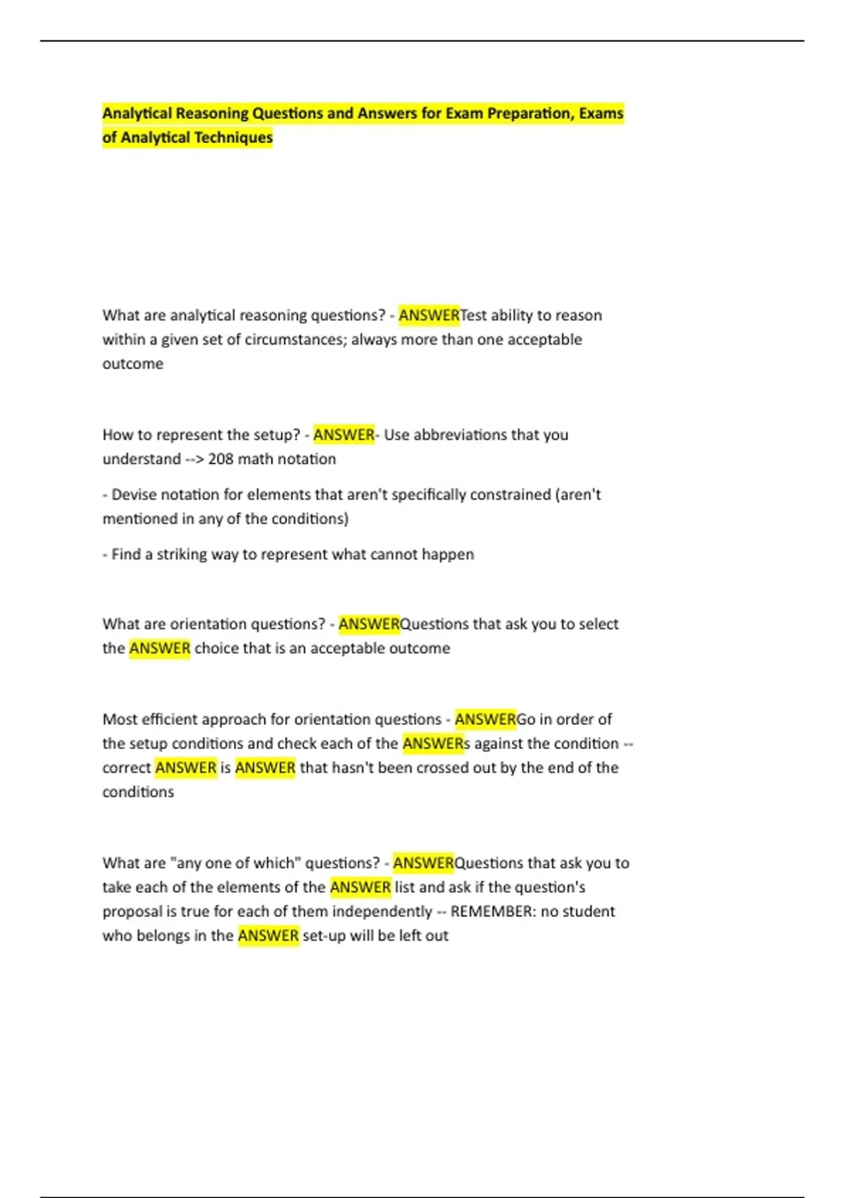 Analytical Reasoning Questions and Answers for Exam Preparation, Exams ...