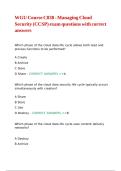 WGU Course C838 - Managing Cloud Security &lpar;CCSP&rpar; exam questions with correct answers