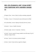 BIOL 230 ATHABASCA UNIT 1 EXAM SCRIPT 2026 QUESTIONS WITH ANSWERS GRADED A&plus;