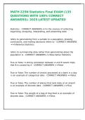 MATH 225N Statistics Final EXAM &lpar;135 QUESTIONS WITH 100&percnt; CORRECT ANSWERS&rpar;- 2025 LATEST UPDATED