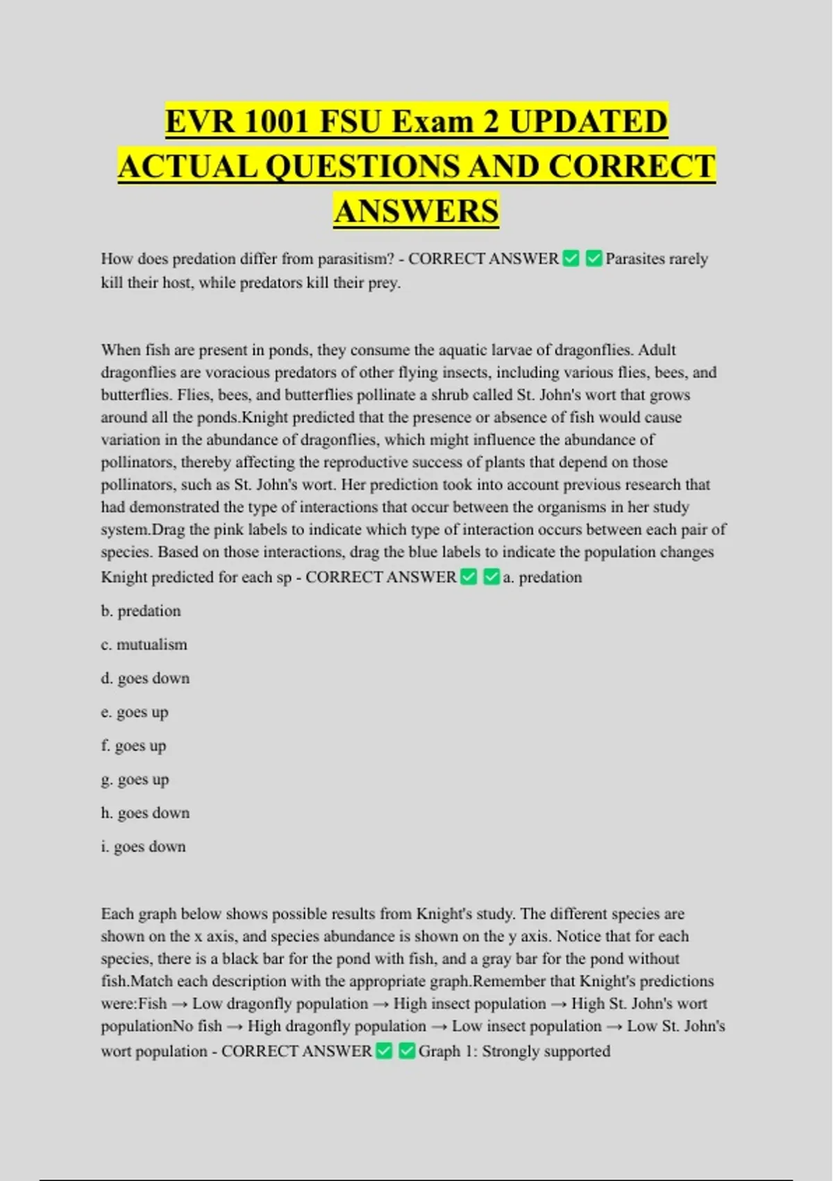 EVR 1001 FSU Exam 2 UPDATED ACTUAL QUESTIONS AND CORRECT ANSWERS - EVR ...