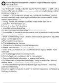 Cancer Registry Management Chapter 4 - Legal and Ethical Aspects of Cancer Data Exam Questions and Answers 100&percnt; Pass &vert;Verified & Updated&vert;ACTUAL 2025&sol;2026 Cheat Sheet