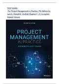 TEST BANK For Project Management in Practice&comma; 7th Edition by Jack R&period; Meredith&comma; Verified Chapters 1 - 8&comma; Complete Newest Version