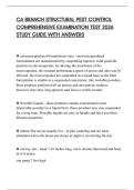 CA BRANCH STRUCTURAL PEST CONTROL COMPREHENSIVE EXAMINATION TEST 2026 STUDY GUIDE WITH ANSWERS