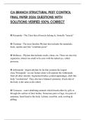 CA BRANCH STRUCTURAL PEST CONTROL FINAL PAPER 2026 QUESTIONS WITH SOLUTIONS VERIFIED 100&percnt; CORRECT
