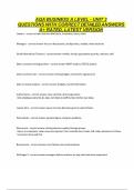 AQA BUSINESS A LEVEL - UNIT 2 QUESTIONS WITH CORRECT DETAILED ANSWERS A&plus; RATED&comma; LATEST VERSION