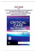 TEST BANK For Critical Care Nursing&colon; Diagnosis and Management 9th Edition by Urden&comma; Stacy&comma; Lough Chapter 1-41 Covered&vert; MCQ With Rationales&period;  Updated Version &vert; Graded A&plus;