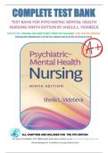 Test Bank for Psychiatric Mental Health Nursing  9th Edition by Sheila L. Videbeck | Complete Verified Test Bank with Multiple-Choice Questions, Answers, and Rationales for Comprehensive Nursing Exam Preparation