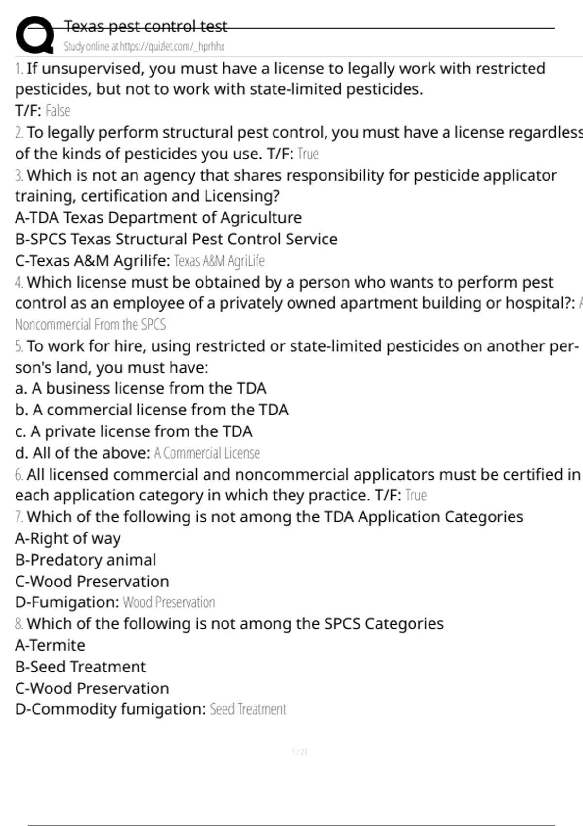 Texas pest control test Exam Questions and Answers 100% Pass |Verified ...