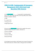 FEMA IS-230E&colon; Fundamentals Of Emergency Management 2025-26&vert; Actual Exam Questions With Answers