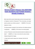 Honors English 9 &ndash; The Odyssey Final Test 2025&sol;2026 &vert; 70&plus; Verified Q&A &vert; Heroic Journey&comma; Archetypes&comma; Literary Devices&comma; Character Analysis