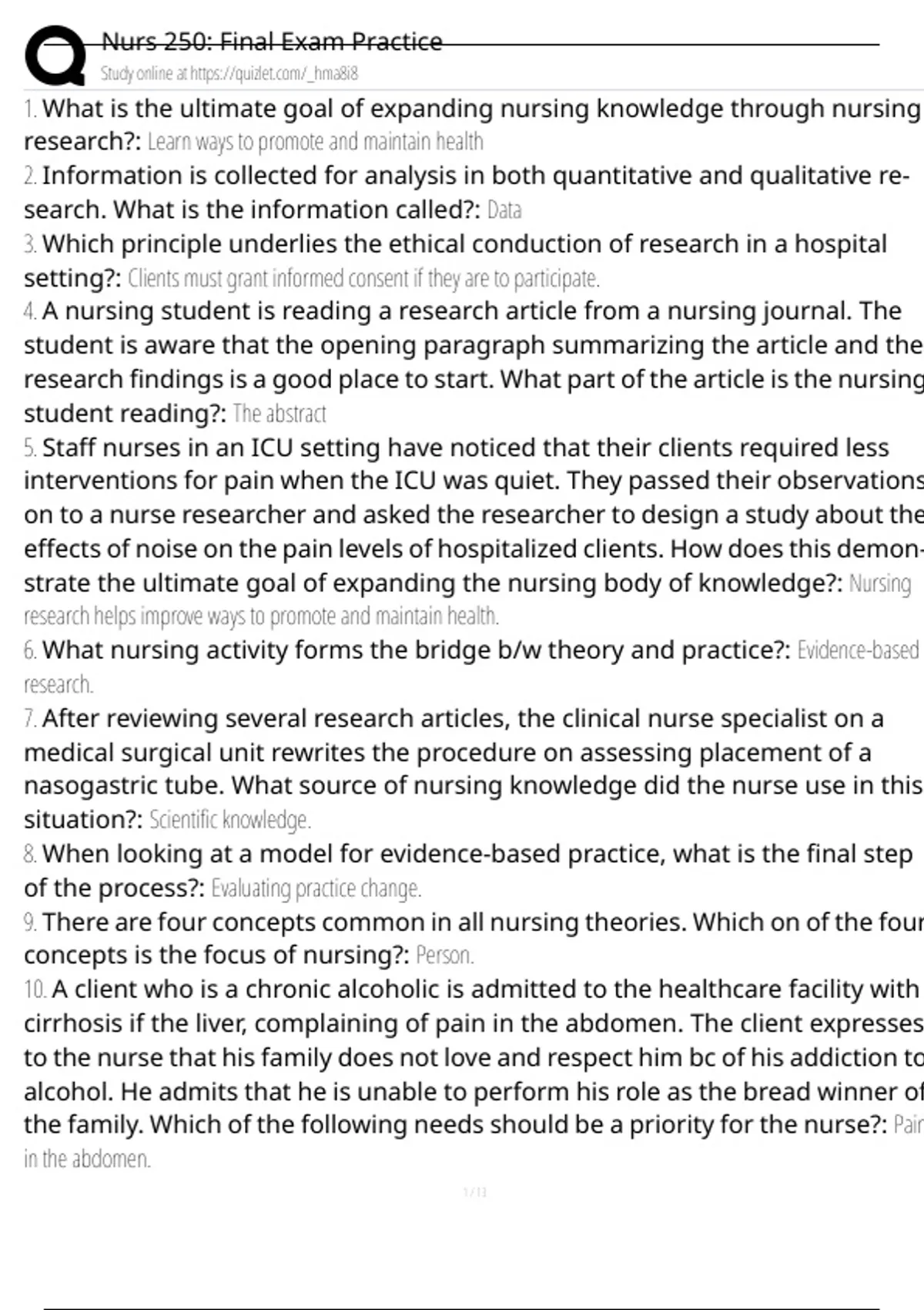 Nurs 250: Final Exam Practice Exam Questions and Answers 100% Pass ...