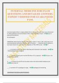 INTERNAL MEDICINE EOR EXAM QUESTIONS AND DETAILED ANSWERS&period; EXPERT VERIFIED FOR GUARANTEED PASS&period;