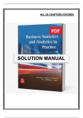 Business Statistics and Analytics in Practice &mdash; Solutions Manual &lpar;10th Ed&period;&comma; ISE&rpar;
