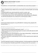 MENTAL HEALTH EXAM 1 ivy tech Exam Questions and Answers 100&percnt; Pass &vert;Verified & Updated&vert;ACTUAL 2025&sol;2026 Cheat Sheet