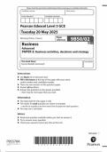PEARSON EDEXCEL A LEVEL BUSINESS PAPER 2 QUESTION PAPER 2025 &lpar;9BS0&sol;02&colon; Business activities&comma; decisions and strategy&rpar;
