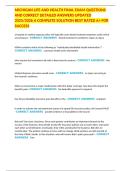 MICHIGAN LIFE AND HEALTH FINAL EXAM QUESTIONS AND CORRECT DETAILED ANSWERS UPDATED 2025&sol;2026 A COMPLETE SOLUTION BEST RATED A&plus; FOR SUCCESS