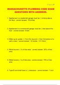 MASSACHUSETTS PLUMBING CODE EXAM  QUESTIONS WITH ANSWERS&period; 