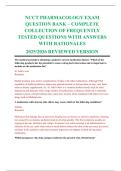NCCT PHARMACOLOGY EXAM QUESTION BANK &ndash; COMPLETE COLLECTION OF FREQUENTLY TESTED QUESTIONS WITH ANSWERS WITH RATIONALES 2025&sol;2026 REVIEWED VERSION