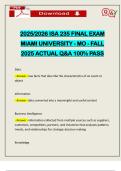 2025&sol;2026 ISA 235 FINAL EXAM MIAMI UNIVERSITY - MO - FALL 2025 ACTUAL Q&A 100&percnt; PASS