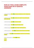 NUR 231 FINAL EXAM COMPLETE QUESTIONS WITH VERIFIED ANSWERS &vert;&vert; 100&percnt;PASS