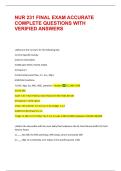 NUR 231 FINAL EXAM ACCURATE COMPLETE QUESTIONS WITH VERIFIED ANSWERS &vert;&vert; NUR 231 FINAL GUARANTEED SUCCESS