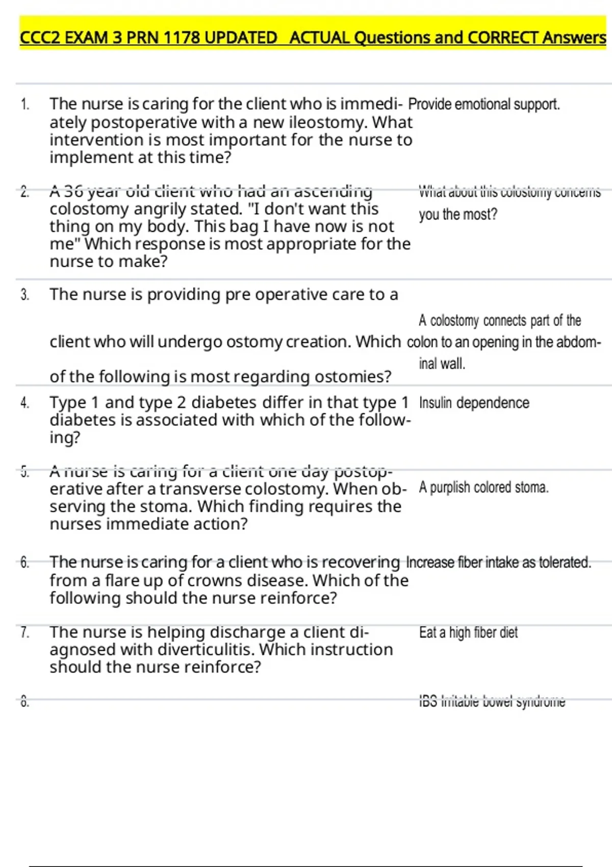 CCC2 EXAM 3 PRN 1178 UPDATED ACTUAL Questions and CORRECT Answers ...