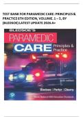 TEST BANK For Paramedic Care - Principles and Practice&comma; 6th Edition&comma; Volume 1 - 5 by Bledsoe&comma; Verified Chapters&comma; Complete Newest Version