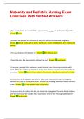 Maternity and Pediatric Nursing Exam Questions With Verified Answers &vert;&vert; 100&percnt; pass &vert;&vert; Actual Exam &vert;&vert; Verified And Accurate 
