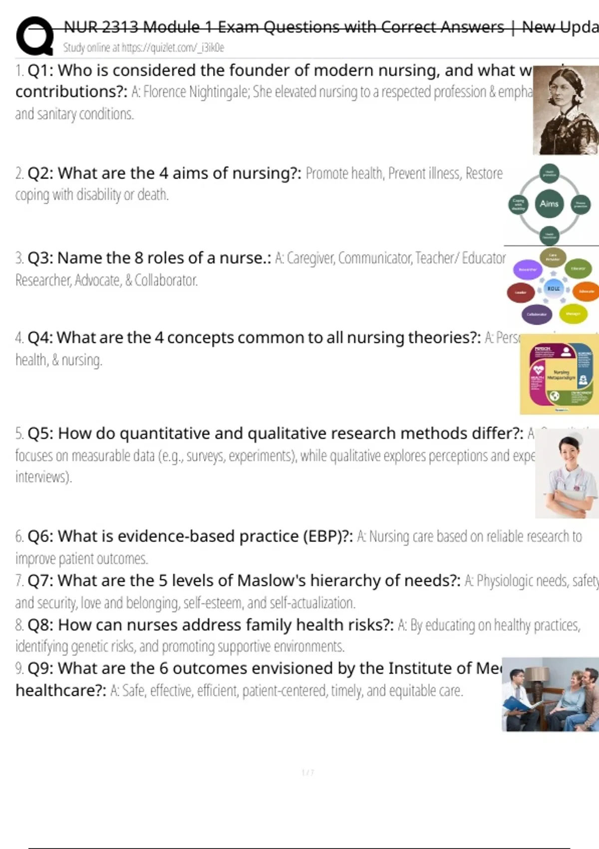 NUR 2313 Module 1 Exam Questions with Correct Answers | New Update ...