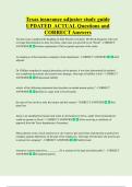 Texas insurance adjuster study guide  UPDATED  ACTUAL Questions and  CORRECT Answers