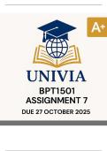 BPT1501 Assignment 7  Due 27 October 2025   -   Distinction Guaranteed   _ UNISA