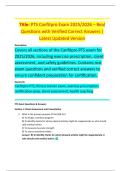  PTS Canfitpro Exam 2025&sol;2026 &ndash; Real Questions with Verified Correct Answers &vert; Latest Updated Version