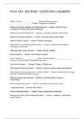 POLS 1001- MIDTERM 1 QUESTIONS & ANSWERS