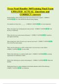 Texas Food Handler 360Training Final Exam  UPDATED  ACTUAL  Questions and  CORRECT Answers