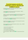 Texas food managers practice test  UPDATED  ACTUAL  Questions and  CORRECT Answers
